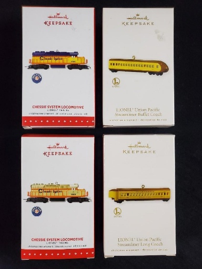 Lot of 4 Lionel Train Ornaments By Hallmark Keepsake