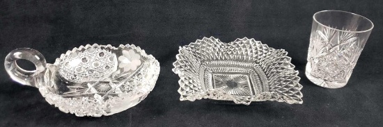 Lot of 3 Cut and Pressed Glass Items