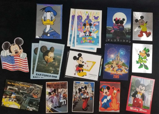 Lot of 19 Disney Vintage Greeting Cards Postcards Stickers Photo Prints Mickey Minnie Pluto Donald