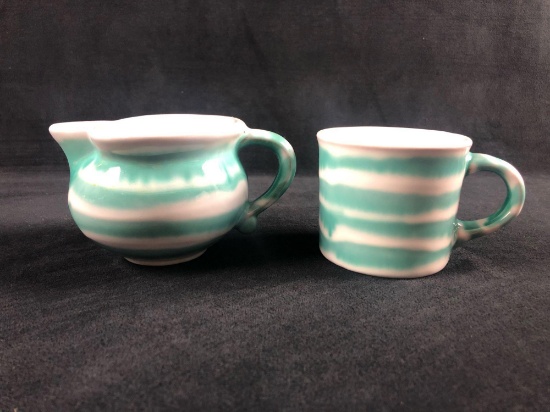Gmunder Keramic Dizzy Green Milk Creamer Cup Coffee Tea Ceramic