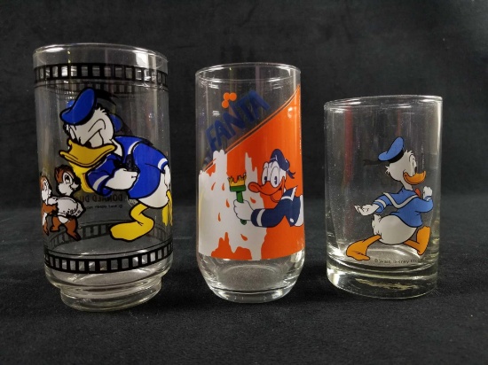 Set of 3 Vintage Donald Duck Glasses