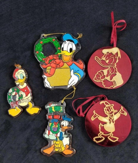 Vintage DIsney Acrylic Donald Duck Ornaments Lot Of Five
