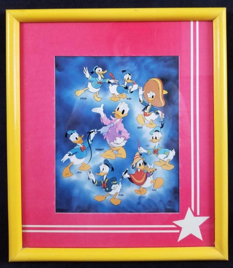 Framed 1980s Disney Donald Duck Generations Then And Now Print