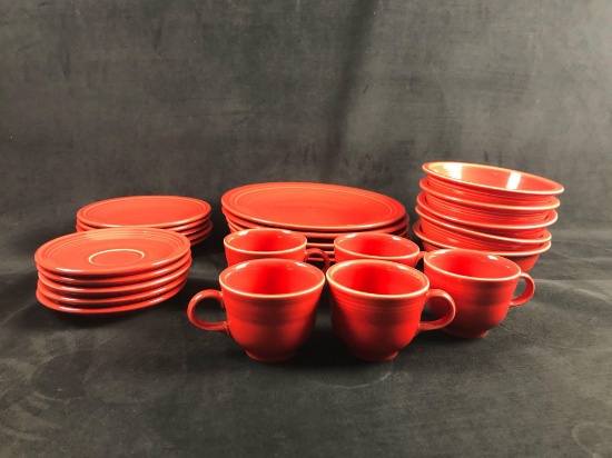 Vintage Genuine Fiesta 25 Piece Set Red Dinnerware Homer Laughlin Company HLC