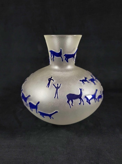Frosted Glass Cave Art Vase by Richard W 1978