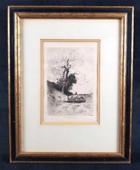 Theophile Navasse Chauvel Apres la Pluie Etching Art