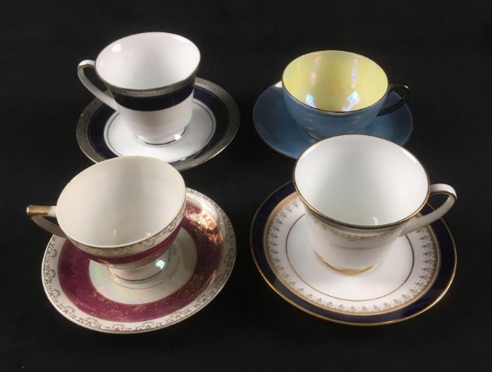 Lot of 4 Teacups and Saucers