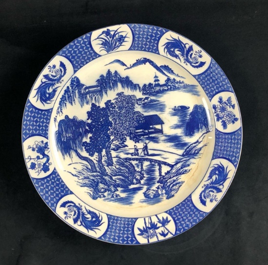 Japanese Ceramic Blue Willow Round Plate