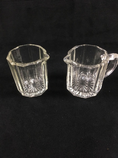 Vintage Clear Crystal Mid Century Modern Creamer and Sugar Service