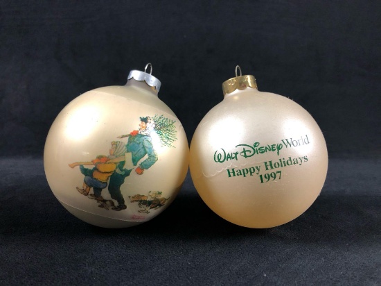 A Mix Lot Of 2 Christmas Holiday Christmas Ornaments 1974 Walt Disney World 1997 Mickey Mouse