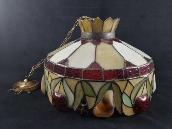 Antique Tiffany Style Victorian Ceiling Pendant Fixture Shade Traditional Multi-Colored Glass