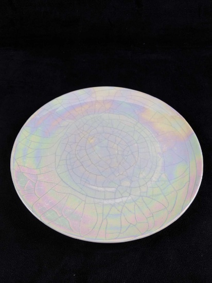 White Iridescent Decorative Round 10 inch Tray