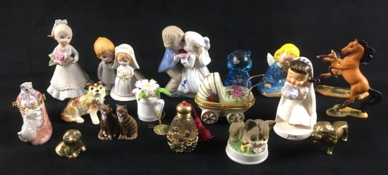17 Piece Ceramic and Metal Figurine Lot