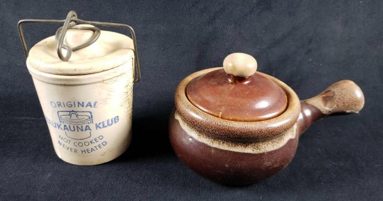 Lot of 2 Covered Ceramic Pots