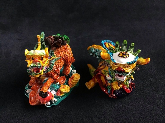 Dragon Tiger Lion Chinese Art Figurines Lot B