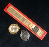Vintage Wrist Watch Bezel Band Parts Lot Of 3