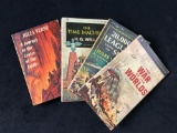 Lot of 4 Vintage Paperback Science Fiction Wells Verne War Of The Worlds 20,000 Leagues Journey Time