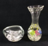 Glass Art Candlestick Ashtray Designer Joe Rice Lot