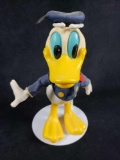 Walt Disney Productions Rubber and Plastic Pre 1986 Donald Duck Toy on Display Stand