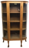 Oak Curved Glass China Cabinet, Paw Feet Antique, Curvy Curio