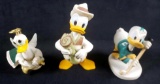 Vintage Costumed Porcelain Donald Duck Ornament and 2 Figurines