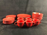 Vintage Genuine Fiesta 25 Piece Set Red Dinnerware Homer Laughlin Company HLC