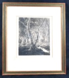 Adolphe Theodore Martial Potemont Etching of Forest