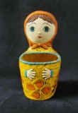 Vintage Hand Painted Babushka Doll Pencil Holder