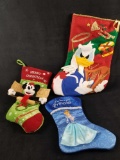Vintage Disney Christmas Stockings Lot of 3