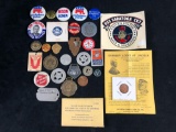Vintage Collection Of Military - presidential -Tokens - Buttons - Stickers -Coins