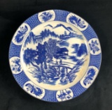 Japanese Ceramic Blue Willow Round Plate
