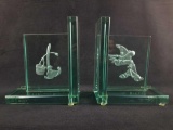 Walt Disney Sorcerer Mickey Mouse Fantasia Dancing Broom Glass Bookends Limited Edition 29/500