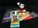Vintage Lot Of 8 Disney Luggage Tags & Ceramic Mickey Figure