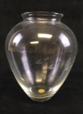 Hand Blown and Etched Clear Glass Vase