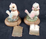 2 Porcellane Artistiche Capodimonte Bird Figurines