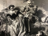 Large Vintage Lithograph Framed & Matted Print 