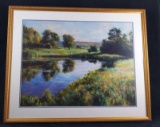 Framed Large Douglas Edwards Lithograph Pond B