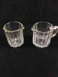 Vintage Clear Crystal Mid Century Modern Creamer and Sugar Service
