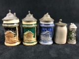 Vintage Lot Of Miniature Stone wear - Pewter Stein's 2