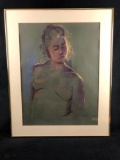 Vintage 1981 Original Sighed Schubert Nude Woman Chalk Media On Bored