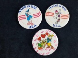 Disney Lot Of Three Vintage Donald And Daisy Button Pins Made In The USA
