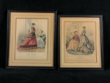 Antique Le Bon Ton & Les Modes Parisiennes Magazine Hand Colored Pochoir Print Fashion Plates