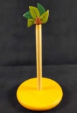 Palm Tree Coconuts Wooden Paper Towel Holder