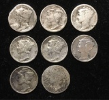 Lot of 8 Mercury Dimes