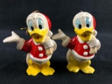 Lot of 2 Vintage Donald Duck Santa Ceramic Christmas Ornaments