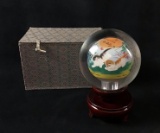 Chinese Art Blown Glass Hand Painted Kittens