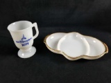 Vintage Fire King Disney Mug And Divided Serving Tray