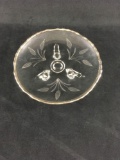 Antique Etched Crystal Serving Plate with Silver Gilt Rim