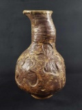 Large Vintage Hand Made Earthenware Clover Vase