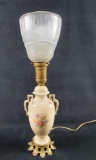 Vintage Urn Table 1930s Porcelain Floral Lamp